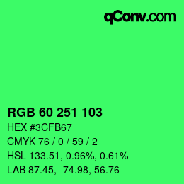 Color code: RGB 60 251 103 | qconv.com