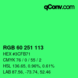 Color code: RGB 60 251 113 | qconv.com