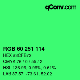 颜色代码: RGB 60 251 114 | qconv.com