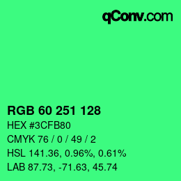 Color code: RGB 60 251 128 | qconv.com