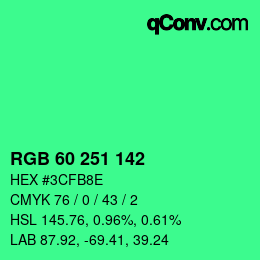 颜色代码: RGB 60 251 142 | qconv.com