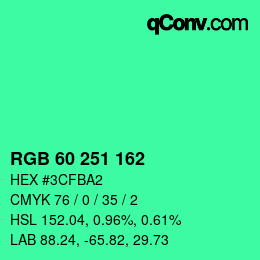 颜色代码: RGB 60 251 162 | qconv.com