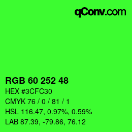 カラーコード: RGB 60 252 48 | qconv.com