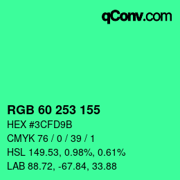 カラーコード: RGB 60 253 155 | qconv.com