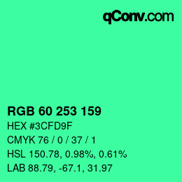 Color code: RGB 60 253 159 | qconv.com