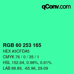 Color code: RGB 60 253 165 | qconv.com
