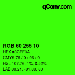 カラーコード: RGB 60 255 10 | qconv.com