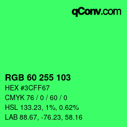 颜色代码: RGB 60 255 103 | qconv.com