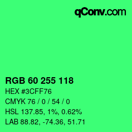 颜色代码: RGB 60 255 118 | qconv.com