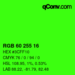 颜色代码: RGB 60 255 16 | qconv.com