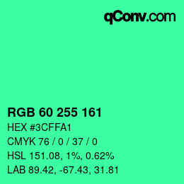 Color code: RGB 60 255 161 | qconv.com