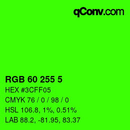 Color code: RGB 60 255 5 | qconv.com