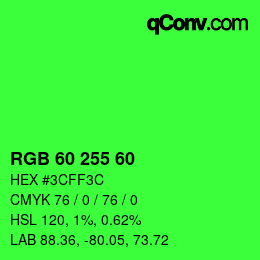 Color code: RGB 60 255 60 | qconv.com
