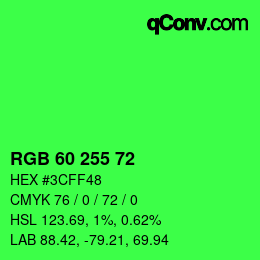 Color code: RGB 60 255 72 | qconv.com