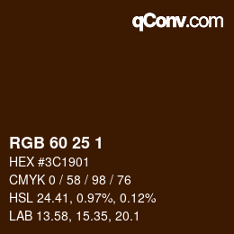 颜色代码: RGB 60 25 1 | qconv.com