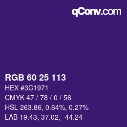 Color code: RGB 60 25 113 | qconv.com