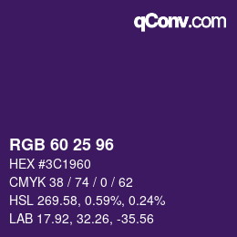 カラーコード: RGB 60 25 96 | qconv.com