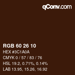 Color code: RGB 60 26 10 | qconv.com