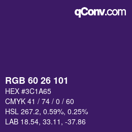 カラーコード: RGB 60 26 101 | qconv.com