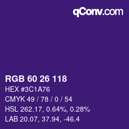 カラーコード: RGB 60 26 118 | qconv.com