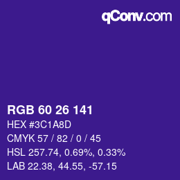 カラーコード: RGB 60 26 141 | qconv.com