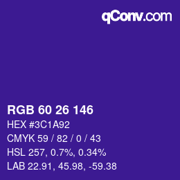 カラーコード: RGB 60 26 146 | qconv.com