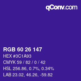 カラーコード: RGB 60 26 147 | qconv.com