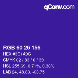 カラーコード: RGB 60 26 156 | qconv.com