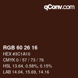 カラーコード: RGB 60 26 16 | qconv.com