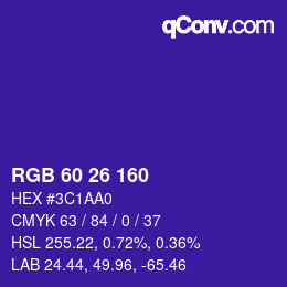 颜色代码: RGB 60 26 160 | qconv.com