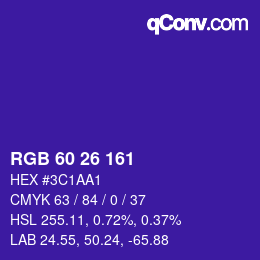 Color code: RGB 60 26 161 | qconv.com