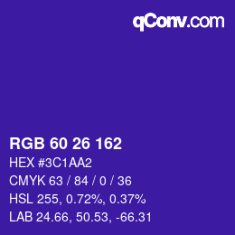 Color code: RGB 60 26 162 | qconv.com