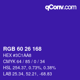 カラーコード: RGB 60 26 168 | qconv.com