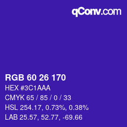 Color code: RGB 60 26 170 | qconv.com