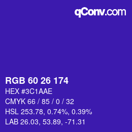 Color code: RGB 60 26 174 | qconv.com