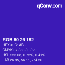 Color code: RGB 60 26 182 | qconv.com