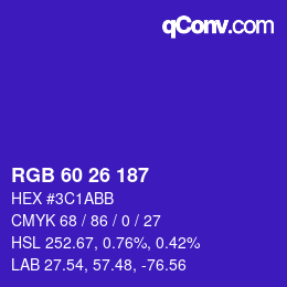 Color code: RGB 60 26 187 | qconv.com