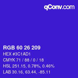 カラーコード: RGB 60 26 209 | qconv.com