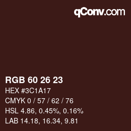 Color code: RGB 60 26 23 | qconv.com