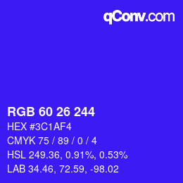 Color code: RGB 60 26 244 | qconv.com