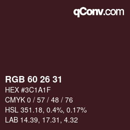 カラーコード: RGB 60 26 31 | qconv.com