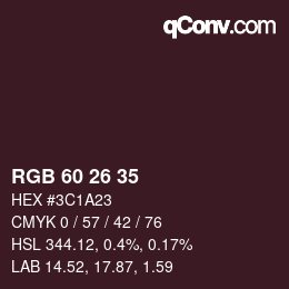 カラーコード: RGB 60 26 35 | qconv.com