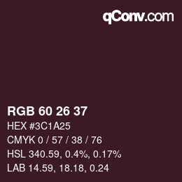 カラーコード: RGB 60 26 37 | qconv.com