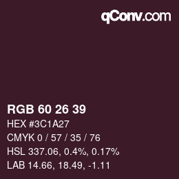 Color code: RGB 60 26 39 | qconv.com