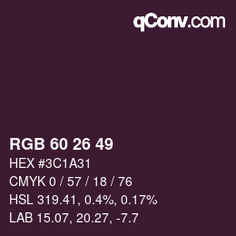 カラーコード: RGB 60 26 49 | qconv.com