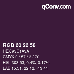 カラーコード: RGB 60 26 58 | qconv.com