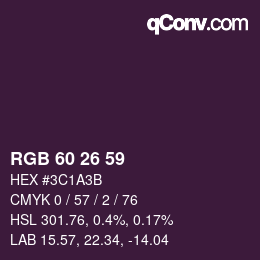 颜色代码: RGB 60 26 59 | qconv.com