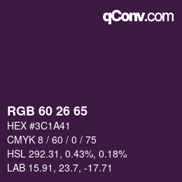 カラーコード: RGB 60 26 65 | qconv.com