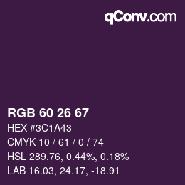 カラーコード: RGB 60 26 67 | qconv.com