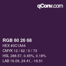 颜色代码: RGB 60 26 68 | qconv.com